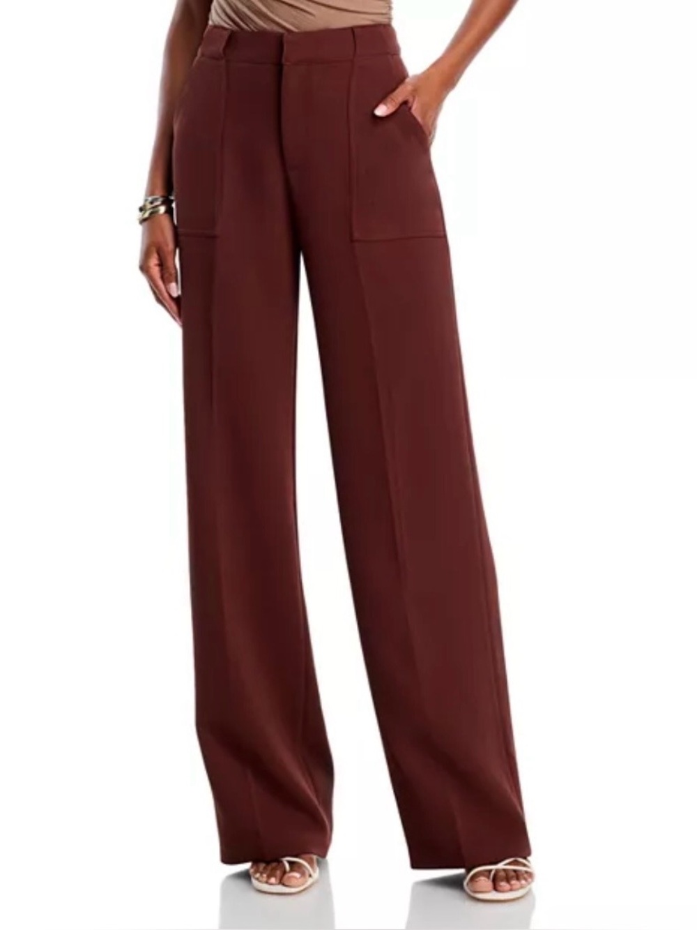 Aqua Wide-Leg High-Rise Pants in Deep Maroon - Picture 4 of 7